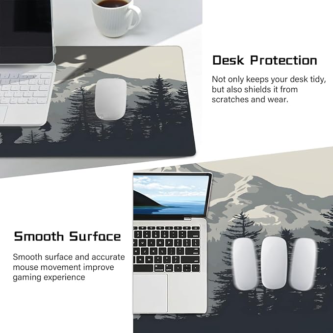 Large Bigfoot Forest Mountain Mouse Mat Computer Mousepad with Non-Slip Rubber Base Waterproof Mouse Pad Desktop Keyboard Pad for GamerHome School Laptop Office Accessories16x35.5in
