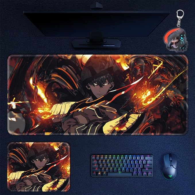 Solo Leveling Mouse Pad Large Gaming Desk Mat Non-Slip Rubber Base Kawaii Anime Mousepad Multiple Sizes (11823.6 x 11.8 inches)
