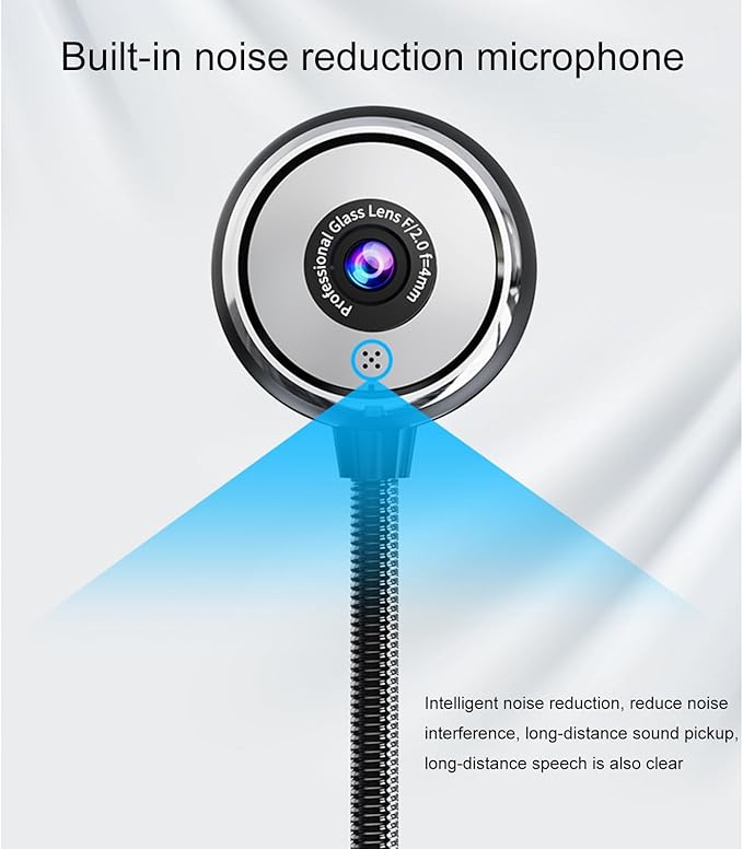 USB Desktop Stand-Up Camera 1080P(2K) 30hz HD Streaming Webcam with Mic 360° Rotation Portable Camera with Wide Angle Lens Suitable for Conference/Call/Web Class/Live Streaming
