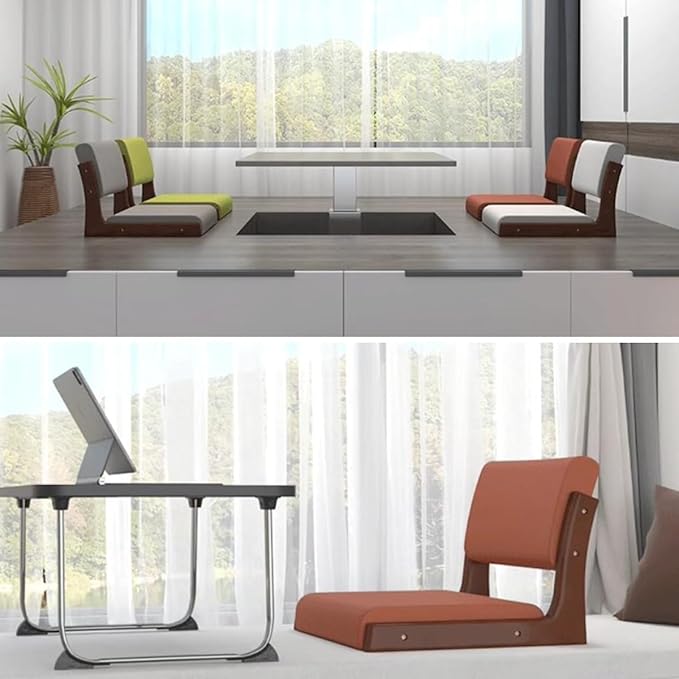 ELEFOCUS Floor Chair with Back Support Lazy Chair Cushion Bay Window Game ChairsPortable Lazy Sofa Game Meditation Floor Seating(/Gray aNatural)