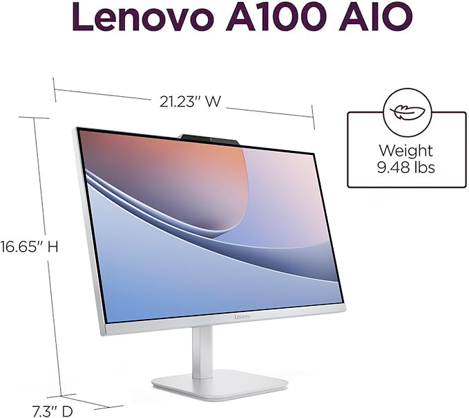 Lenovo 24 FHD All-in-One Desktop Computer for Home &amp Office Intel Processor HDMI WiFi 6 Bluetooth 5.2 Business AIO Vent-Hear Wireless Keyboard &amp Mouse Windows 11 (8GB RAM | 256GB SSD)
