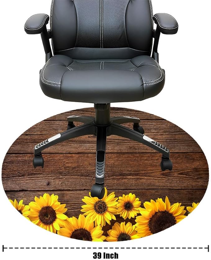 Round Gaming Chair Mat Seamless Old Dirty Wooden Texture Computer Desk Chair Mat for Carpeted Floors Easy Glide Rolling for Office Chair on Carpet for Work Home Gaming 39 Inch