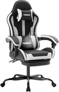 Gaming Chair Ergonomic Computer Chair with Footrest and Lumbar Support Height Adjustable Game Chair with 360°-Swivel Seat and Headrest and for Office or Gaming Blackwhite