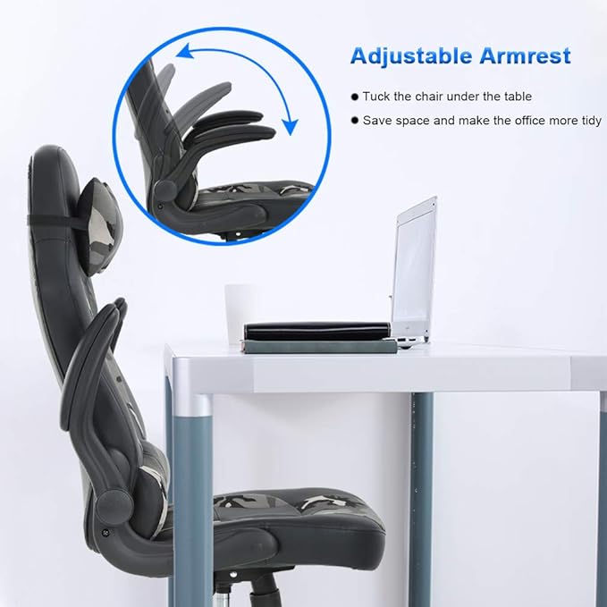 PC Gaming Chair Ergonomic Office Chair Desk Chair PU Leather Racing Chair Executive Swivel Rolling Computer Chair with Lumbar Support Flip Up Arms Headrest for AdultsCamo