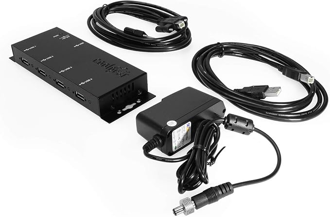 Coolgear Metal 4-Port USB 2.0 Powered Hub for Industrial Use w/Screw Lock