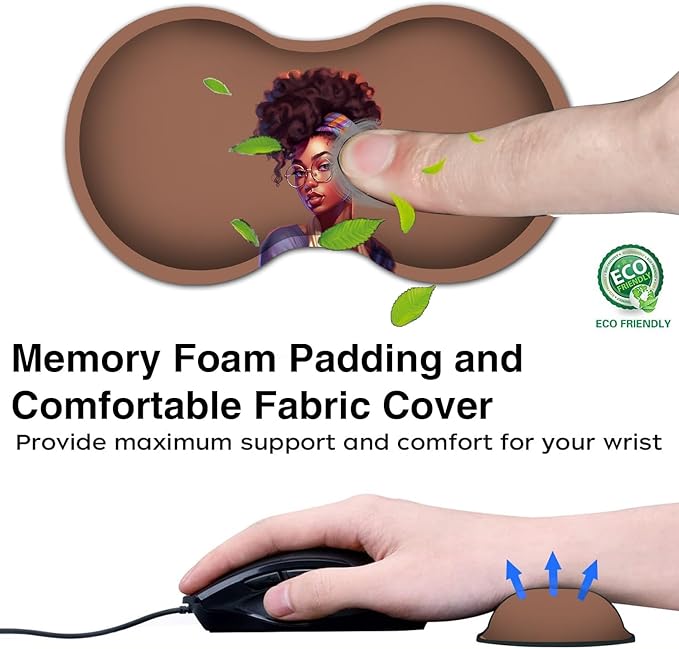 Desk Pad Extended Large Mouse Pad with Stitched Edges (31.5X11.8In) Ergonomic Mouse Wrist Rest Support Waterproof Computer Keyboard Mouse Mat Cute African Black Girls XXL Brown Gaming Mouse Pad