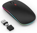 LED Wireless Mouse for Laptop/MacBook/iPad - Built-in Mouse Jiggler &amp 4-Mode (Bluetooth 5.2/3.0 &amp 2.4GHz USB-A/C) Rechargeable Silent Mouse Multi-Device Compatible with macOS/iOS/Windows/Andro