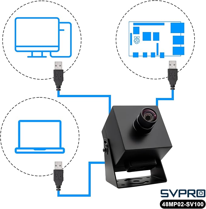 SVPRO 48MP USB Camera Ultra High Definition 8000x6000 Mini Lightburn Camera for Laser EngraverUSB2.0 Machine Vision Industrial Camera Wide Angle USB Webcam for ComputerRaspberry Pi