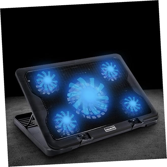 Homoyoyo Laptop Cooling Pad with 5 Fans USB-Powered Adjustable Stand Anti-Skid Heatsink Cooling Base for Notebooks and Gaming Laptops