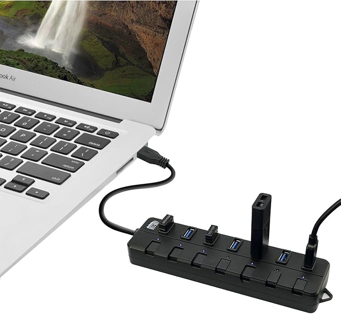 Adesso 7-Port USB 3.0 Hub with Individual Power Switch &amp Power Adapter