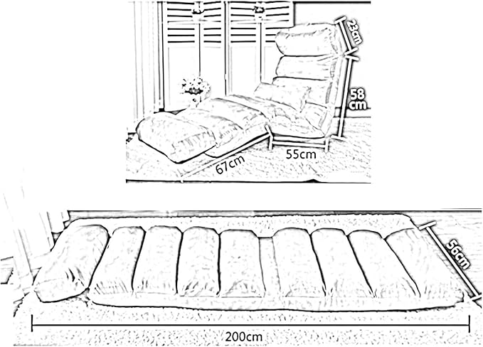 ELEFOCUS Folding Sofa Chair Folding Floor Chair 5-Speed Adjustment Washable Comfortable and Breathable for Bedroom Living Room(Rose Red)