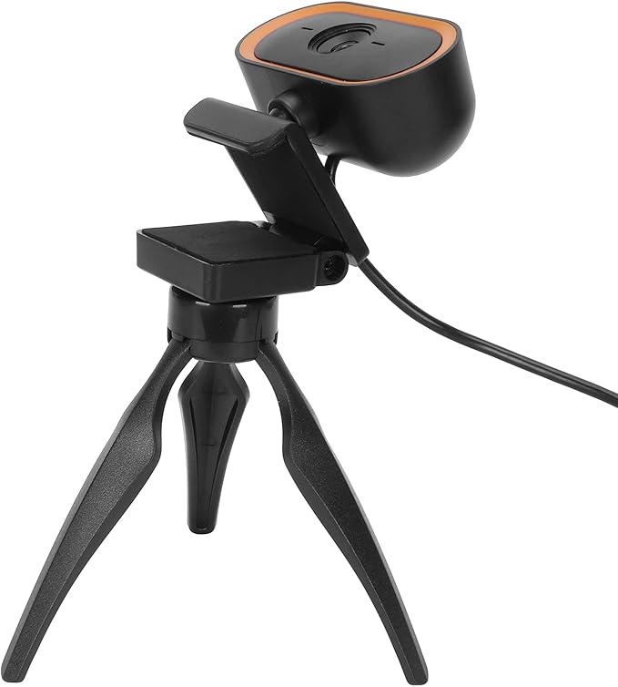 Computer Camera USB Web Camera High Resolution 2K Webcam for Live Video Conferencing (Orange)