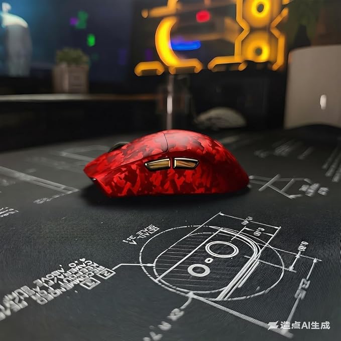 ATTACK SHARK X11 Ultra 8K Carbon Fiber Wireless Gaming Mouse with 42000 DPI-PAW3950 MAX Sensor-59g LightweightNordic 54L15 MCU ChipWired/BT/2.4Ghz100 Million ClicksProgrammable for PC Mac FPS(Red)