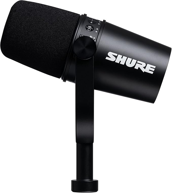 Shure MV7 USB Podcast Microphone for Podcasting Recording Live Streaming &amp Gaming Built-in Headphone Output All Metal USB/XLR Dynamic Mic Voice-Isolating Technology TeamSpeak Certified - Bla