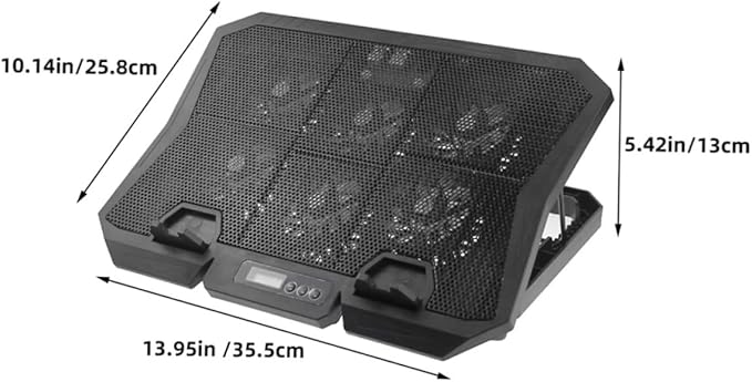 Gadpiparty Laptop Cooling Pad with 6 Quiet Fans Adjustable Speed Blue LED for 15.6-inch Laptops Portable Cooling Stand for Gaming and Office Use