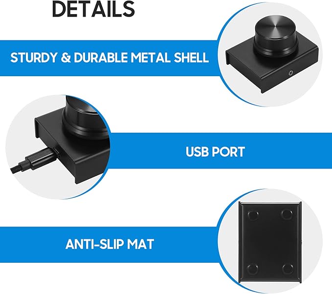 USB Volume Control Knob USB Volume Control Knob One Key Mute Volume Controller for Computer Laptop Plug and Play PC Speaker Audio Adjuster Compatible with Win 10/8/ 7/ Vista/XP/Mac