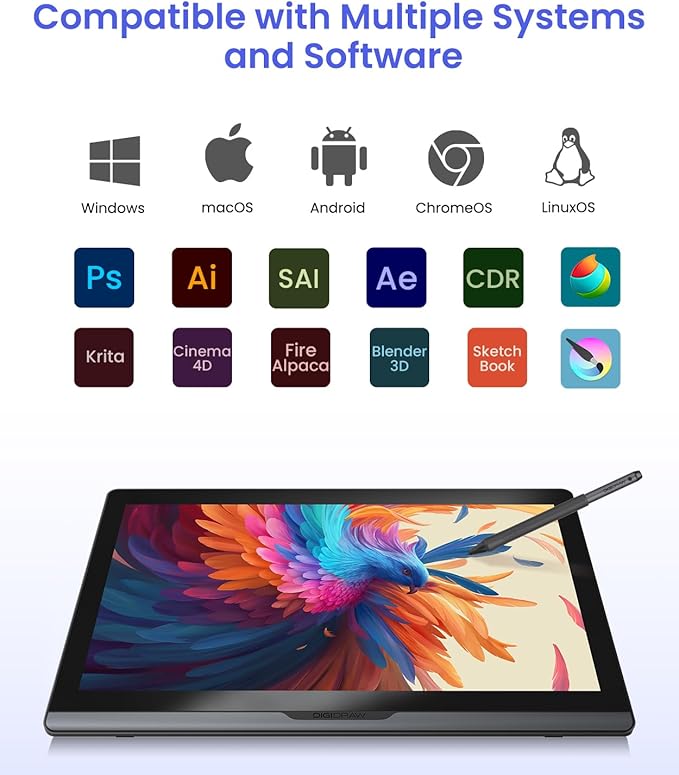DIGIDRAW Drawing Tablet 18.4in 4K UHD with Touch Screen △E&lt1.3 99.8% sRGB 16K Pressure Battery-Free Pen Fully Laminated Anti-Glare+Anti-Fingerprint Includes Remote Control for Digital Art Animati