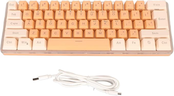 ZJchao Mini Keyboard Gaming Keyboard 60 Percent 61 Keys Keyboard Wired Gaming Keyboard RGB Imitated Mechanical Compact for Typist (Yellow Orange)