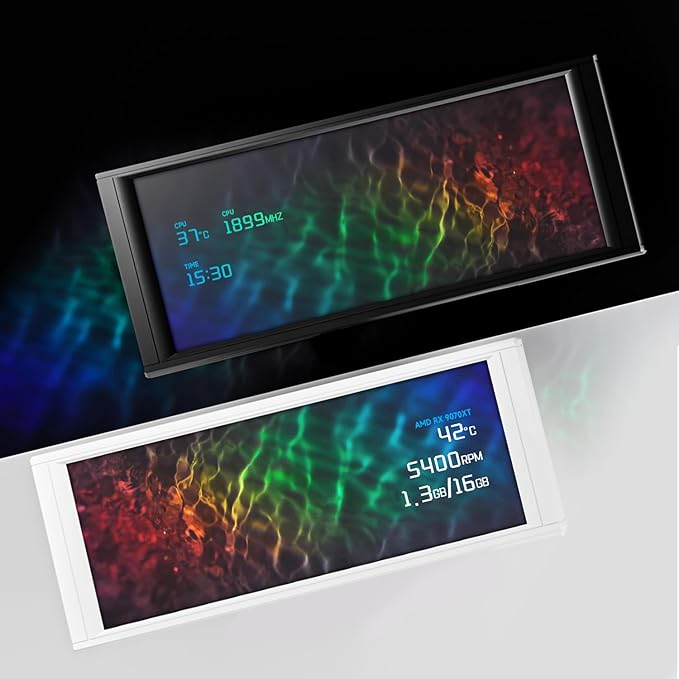 Thermalright Trofeo Vision LCD Black Edition Case Sub-Display Features a 6.86-inch Full-Color LCD Display (1280x480 Resolution) with a Magnetic Panel Screen Supporting DIY Dynamic/Static Images