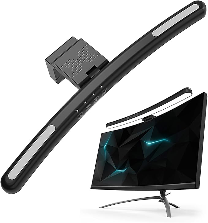 Curved Monitor Light Bar for 24-27 Inch Curved Screens Light Bar with 7 RGB Stepless Dimming 3 Color Temperatures USB Powered Gaming Computer Light