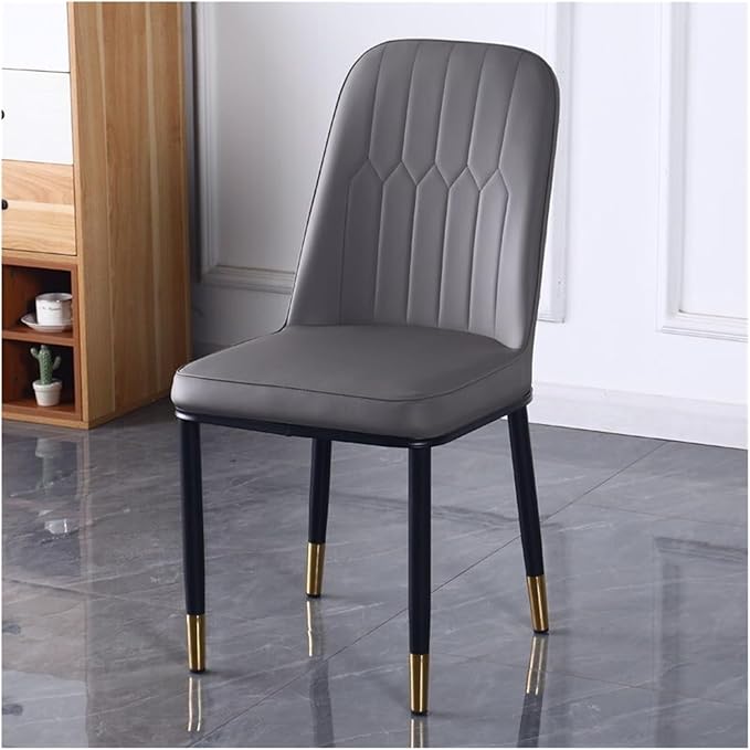 Adjustable Office Computer Chair with Armrest 1pcs Dining Chair with Backrest for Comfort and Durability Sleek Black Legs with Gold Accents(Gray)