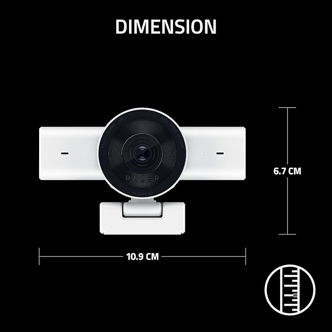 Razer Kiyo V2 X Streaming Webcam: 1440p 60 FPS - Auto Focus - Built-in Microphone - Wide Angle Lense - Integrated Privacy Shutter - Works with OBS Xsplit Streamlabs Discord Zoom Teams - White