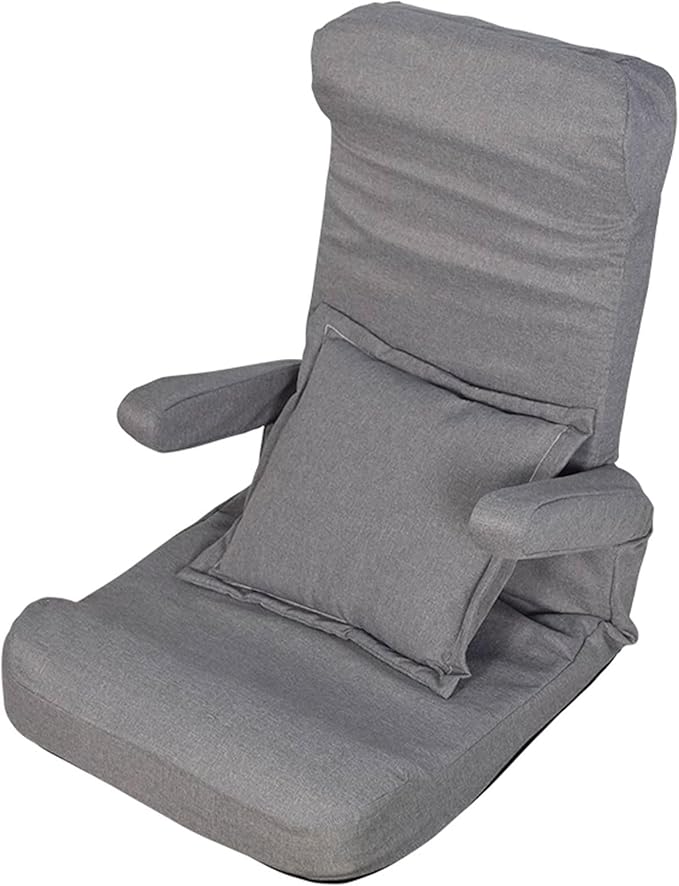 Floor Gaming Chair Filled with High-Density Sponge Folding Lazy Sofa Sleeper Bed with 1 Pillow Backrest with 42-Level Angle Adjustment for Living Room Bedroom(Gray)