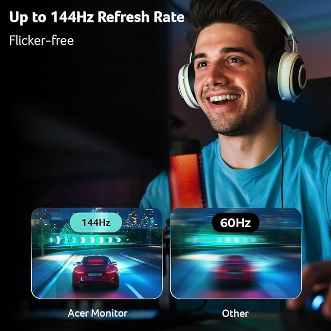 acer SH273 P1si 27 IPS Full HD (1920 x 1080) Zero-Frame Gaming Office Monitor | AMD FreeSync Technology | Up to 144Hz Refresh | 1ms (VRB) | Tilt Height Adjustment &amp Swivel | HDMI &amp VGA Ports
