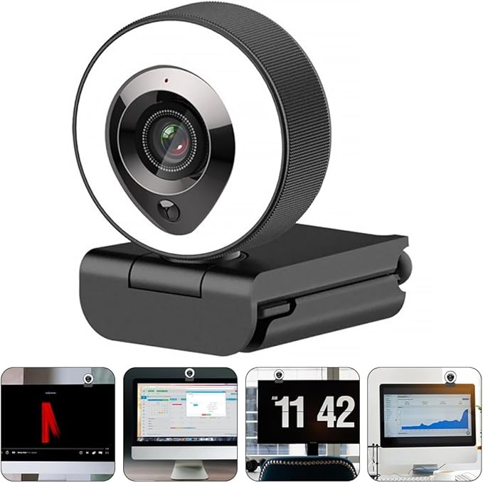 4k Auto-Focusing Webcam with USB and Built-in Mic HD Computer Camera for Video Conferencing and Live Streaming Fill-in Light Webcam for Laptop High Definition Web Camera