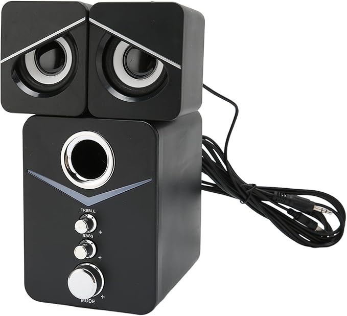 Computer Speakers 2.1 Channel Deep Bass Mini Desktop Speaker HiFi Stereo Computer Sound Bar RGB Home Speaker System for Wedding Party (Black)