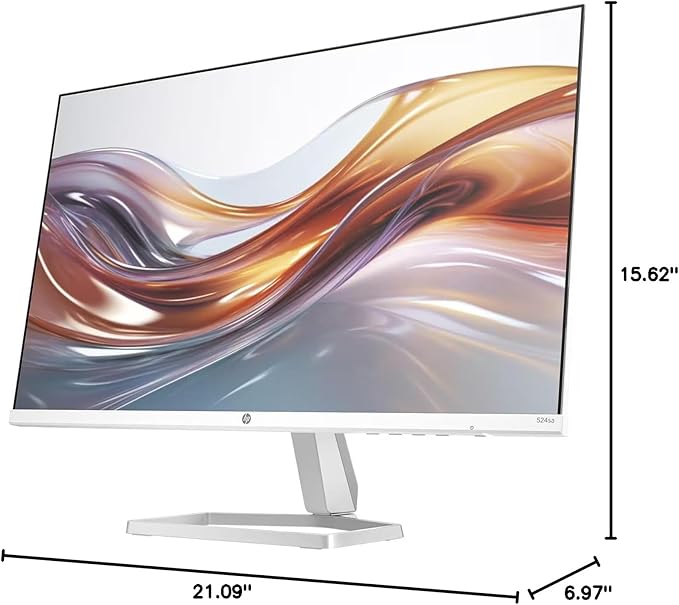 HP 24 FHD IPS (1920x1080) Monitor w/Speakers Bundle w/Docztorm Dock 100Hz Refresh Rate 1x HDMI VGA Flicker-Free Anti-Glare Ideal for Home &amp Business White/Silver (2026 Latest Model)