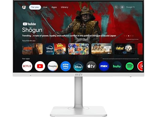 msi Modern MD27UPSW 27-inch IPS 3840 x 2160 (UHD) Smart Monitor 60 Hz Adaptive-Synch HDR Ready HDMI DisplayPort USBC 65W Power Delivery VESA Mountable Height Adjustable Speaker White