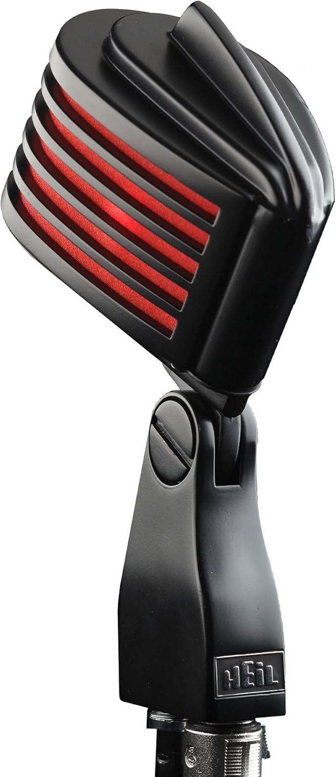 Heil The Fin Dynamic Microphone for Live Sound Applications and Video Podcasting XLR Microphone with Vintage Appeal Wide Frequency Response and Superior Rear Noise Rejection - Black/Red