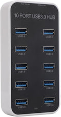 Powered USB 3.0 Hub 10 Ports USB Data Hub Splitter 5Gbps Data Transfer USB Docking Station for Laptop PC Computer Compatible with 2003 7 8 10 11