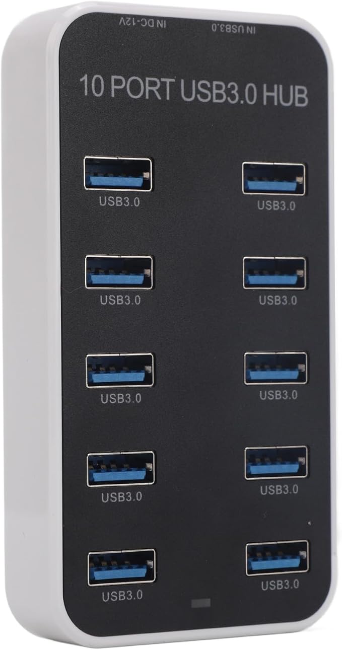 Powered USB 3.0 Hub 10 Ports USB Data Hub Splitter 5Gbps Data Transfer USB Docking Station for Laptop PC Computer Compatible with 2003 7 8 10 11