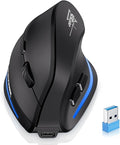 ECHTPower Ergonomic Wireless Mouse Bluetooth Vertical Mouse with LED Light Control Up to 3 Devices (BT5.0+BT5.0+2.4GHz) Adjustable DPI 2400/1600/1000 for PC Laptop Mac Windows