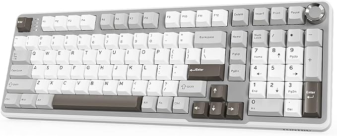Wireless Mechanical Gaming Keyboard Tri-Mode Connectivity (Bluetooth 5.0/2.4GHz/USB-C) Hot-Swappable RGB Backlit101-Key Layout Keyboard with Volume Knob for PC Laptop Tablet