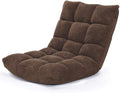 Floor Chair Lounger Folding Gaming Sofa Chaise Lounge with 14 Adjustable Position Steel Frame Sponge Padded Sleeper Bed Couch Recliner (Brown)