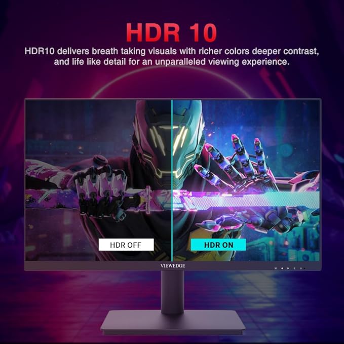 Viewedge Gaming Monitor 24 Inch 1080p 180Hz VA 1ms FHD PC Computer Monitor with 100% sRGB Bluelight Filter 2 HDMI &amp 1 DP Port Support Freesync and Wall Mounted