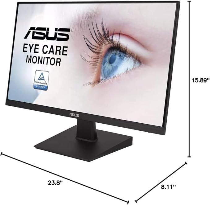 ASUS 23.8” 1080P Monitor (VA247HE) - Full HD 75Hz Adaptive-Sync/FreeSync™ Low Blue Light Flicker Free Eye Care Plus VESA Mountable Frameless HDMI DVI VGA Tilt Adjustable