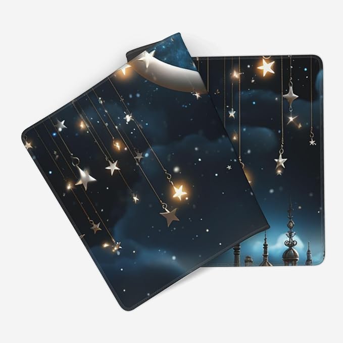 Gaming Mouse Pad Extended Full Keyboard Mat with Stitched Edges Anime Large Desk Pad with Non-Slip Base Nightsky Hanging Moon Stars Mouse Mat for Gaming and Office 16 x 35.5 inches Mousepad