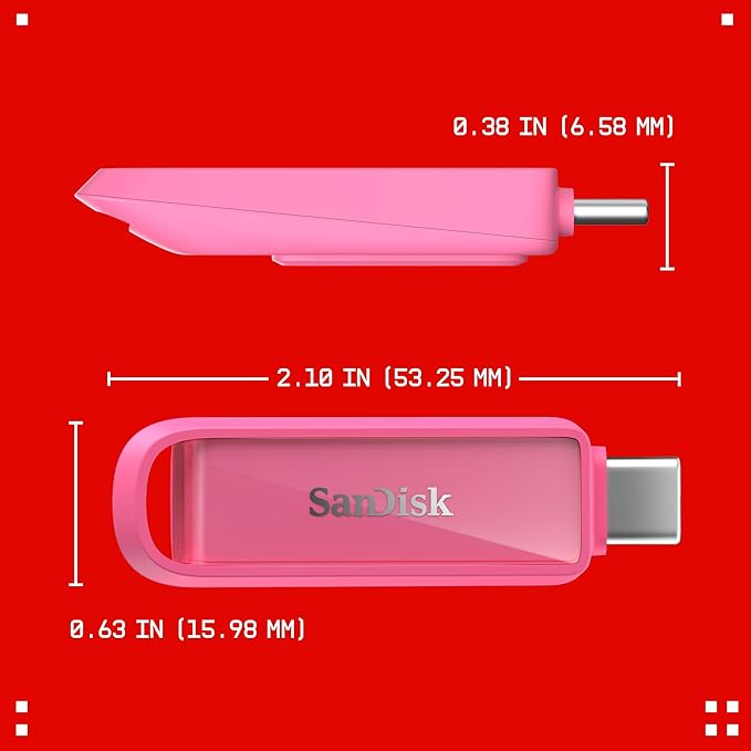 SanDisk 1TB Phone Drive with USB Type-C - for Smartphones Tablets and Computers - Up to 150MB/s USB 3.2 Gen 1 - Seastar Pink - SDIXS0N-1T00-GN6NG