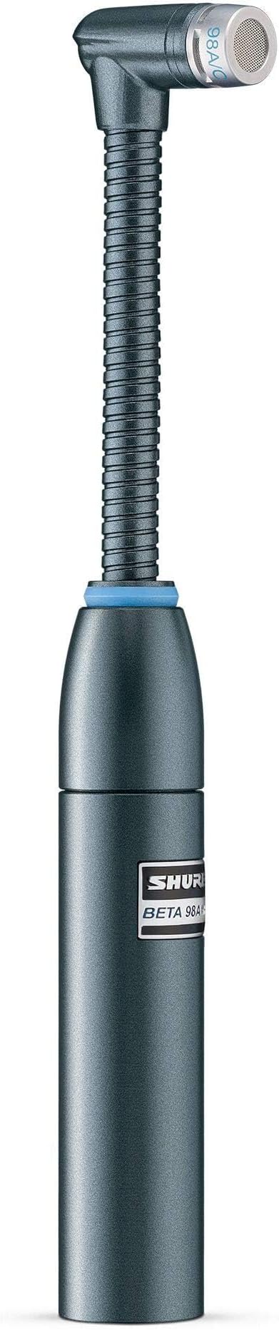 Shure BETA 98AMP/C Drum Microphone - Miniature Cardioid Condenser with Flexible Gooseneck Integrated XLR Preamplifier A75M Microphone Mount Snap-Fit Windscreen - Ideal for Snares and Toms