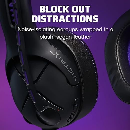 Victrix Gambit Black Wireless and Wired Gaming Headset with Mic - Playstation PS4 PS5 - Esports-Ready Pro Audio Noise Cancelling Microphone Ultra-Comfort Over The Ear Headphones