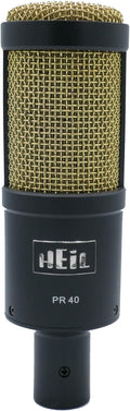 Heil PR 40 Dynamic Microphone for Streaming Podcast Recording and Broadcast XLR Microphone for Live Music Wide Frequency Response Smooth Sound Superior Rear Noise Rejection - Black &amp Gold