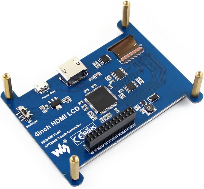 Waveshare 4inch Resistive Touch Screen LCD Compatible with Raspberry Pi 4B/3B+/3A+/2B/B+/A+/Zero/Zero W/WH/Zero 2W CM3+/4 480×800 Resolution HDMI IPS Low Power Consumption Supports Windows