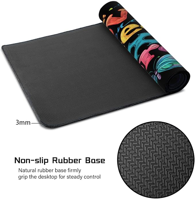 Large Mouse Mat Autism Word Color Computer Mousepad with Non-Slip Rubber Base Waterproof Mouse Pad Desktop Keyboard Pad for GamerHome School Laptop Office Accessories35.4x15.7 in