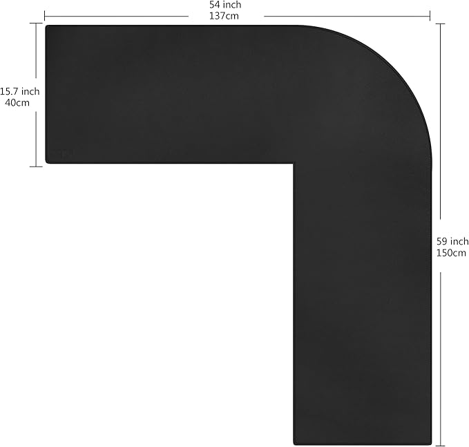 Cacoy 54 x 59 L-Shaped Desk Pad PU Leather Corner Desk Mat L Shape Gaming Computer Mouse Pad Waterproof Office Writing Mat Corner Mouse Mat for L Shape Computer Desk Black