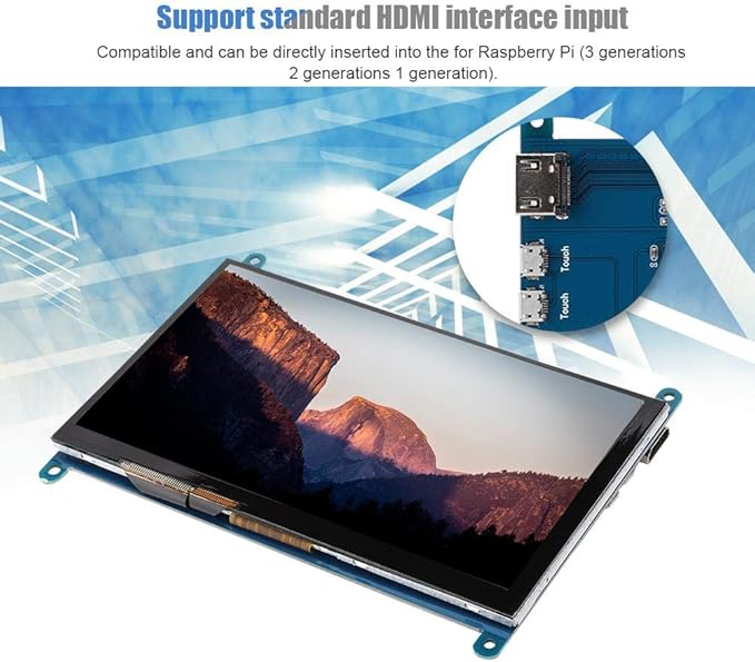 Yoidesu Capacitive Touch Screen 7 Inch for 3/2/1 1024 × 600 Full HD Portable Gaming Monitor with Backlit HDMI Touch Panel Compatible with 7 8 10
