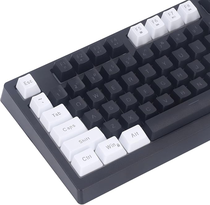 Vikye Compact 87 Keys Mechanical Keyboard with RGB Backlight Double Color for Gaming and Office (White Black)